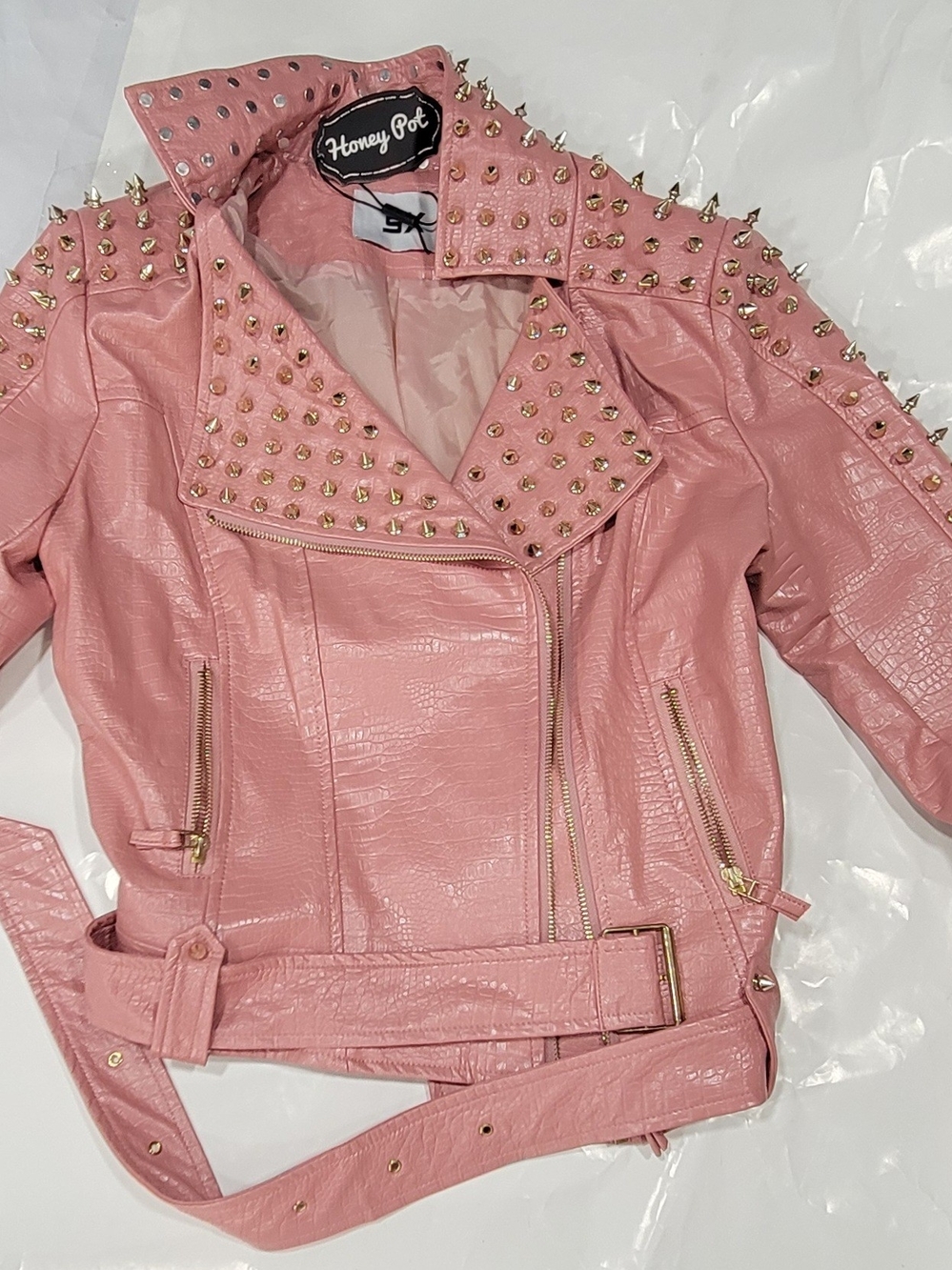 Fashion SX Honey Pot Pink Piked Moto Jacket